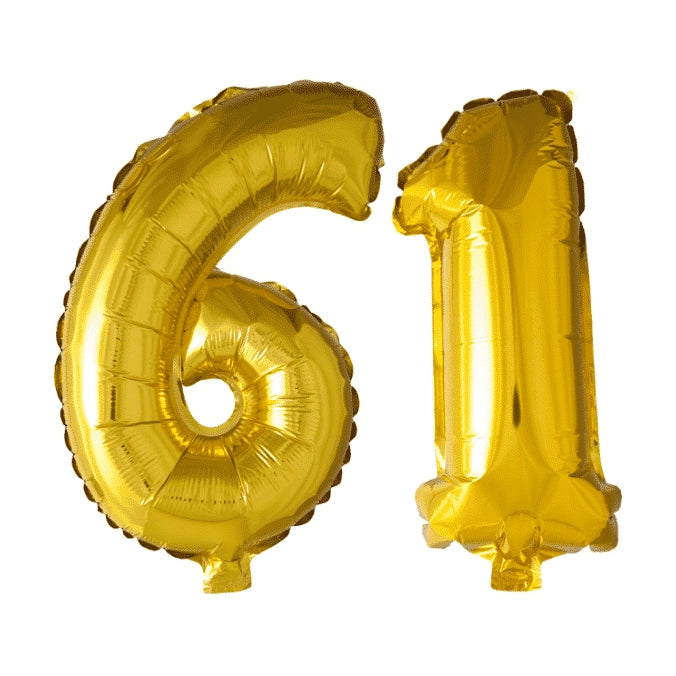Folieballon 61 jaar Goud 41cm