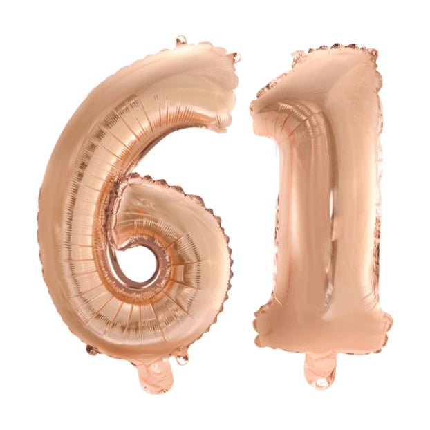 Folieballon 61 jaar Rosé Goud 41cm