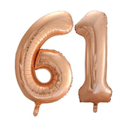 Folieballon 61 jaar Rosé Goud 86cm