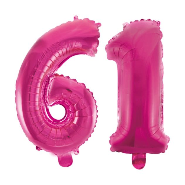 Folieballon 61 jaar roze 86cm