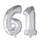 Folieballon 61 jaar zilver 41cm