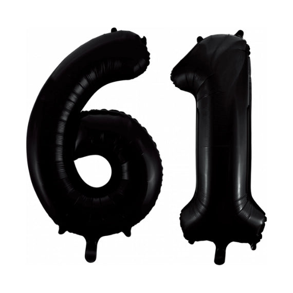 Folieballon 61 jaar zwart 86cm