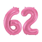 Folieballon 62 jaar metallic roze mat 86cm