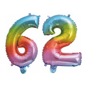 Folieballon 62 jaar Regenboog 86cm