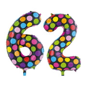 Folieballon 62 jaar stippen 86cm