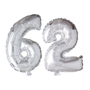 Folieballon 62 jaar Zilver 66cm