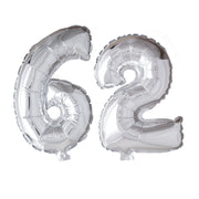 Folieballon 62 jaar zilver 86cm