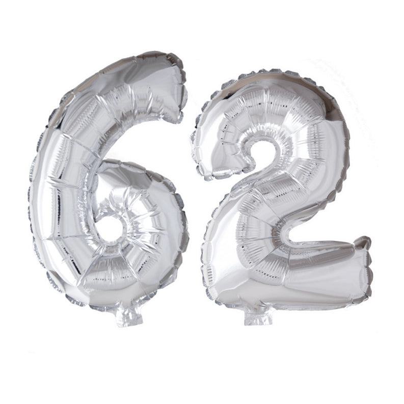 Folieballon 62 jaar zilver 86cm