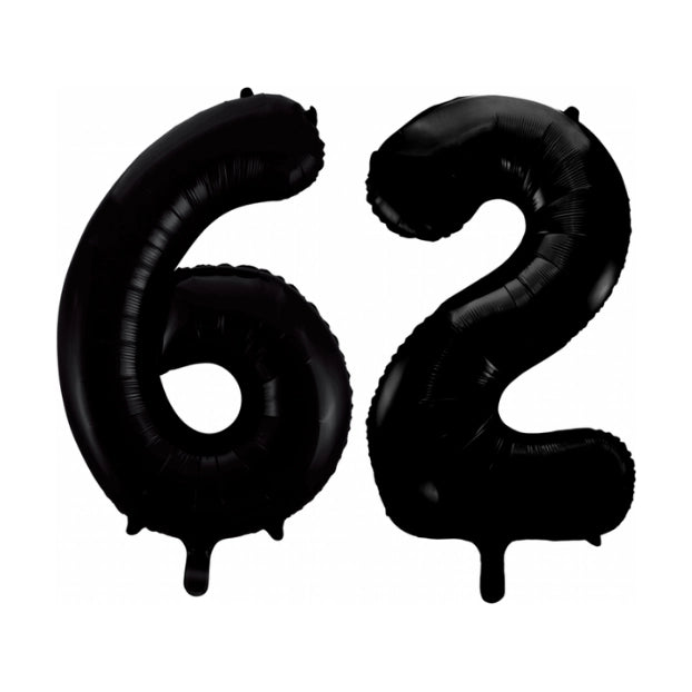 Folieballon 62 jaar zwart 86cm