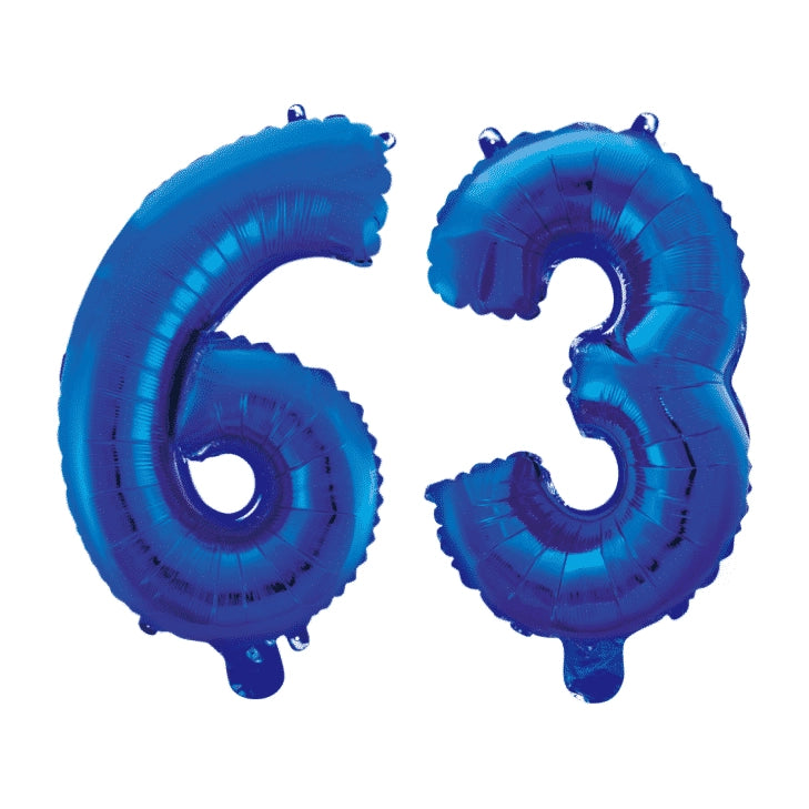 Folieballon 63 jaar blauw 86cm