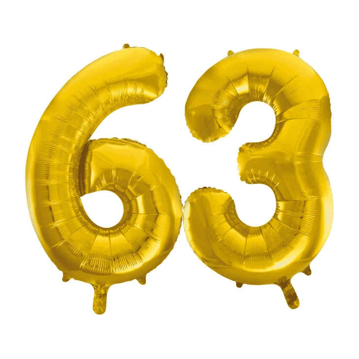 Folieballon 63 jaar Goud 86cm