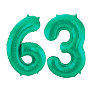 Folieballon 63 jaar metallic groen 86cm