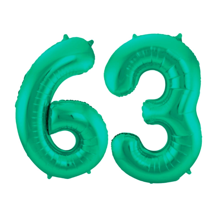 Folieballon 63 jaar metallic groen 86cm