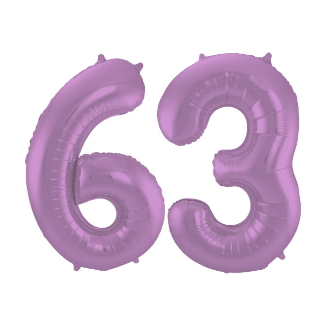 Folieballon 63 jaar metallic paars 86cm