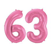 Folieballon 63 jaar metallic roze mat 86cm