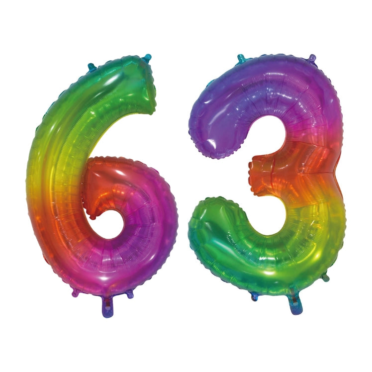 Folieballon 63 jaar Regenboog 76cm