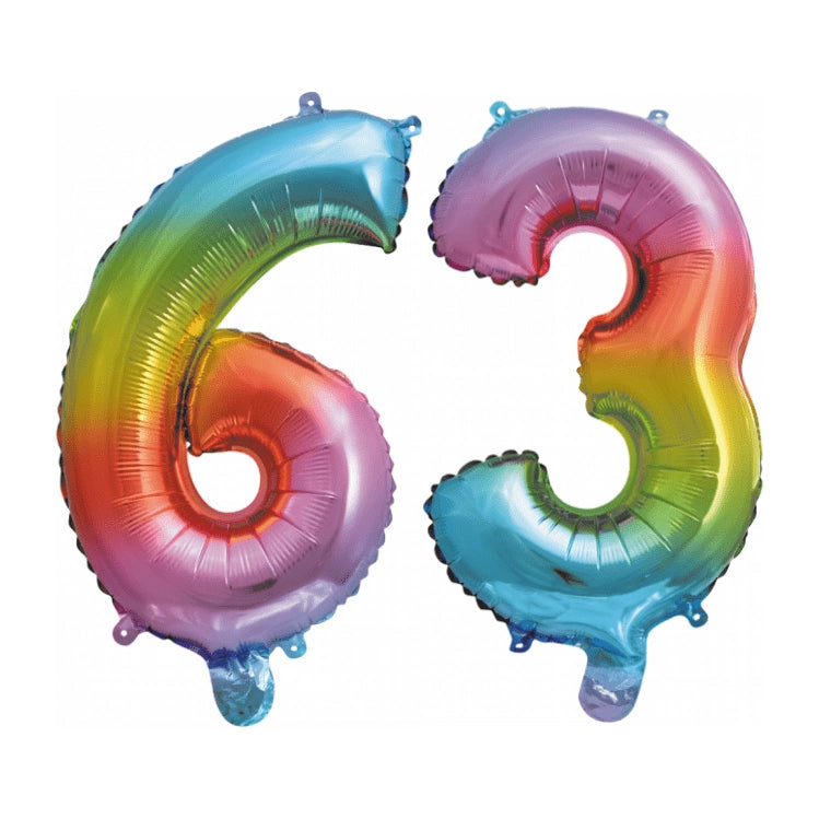 Folieballon 63 jaar Regenboog 86cm