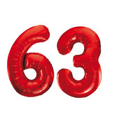 Folieballon 63 jaar rood 86cm