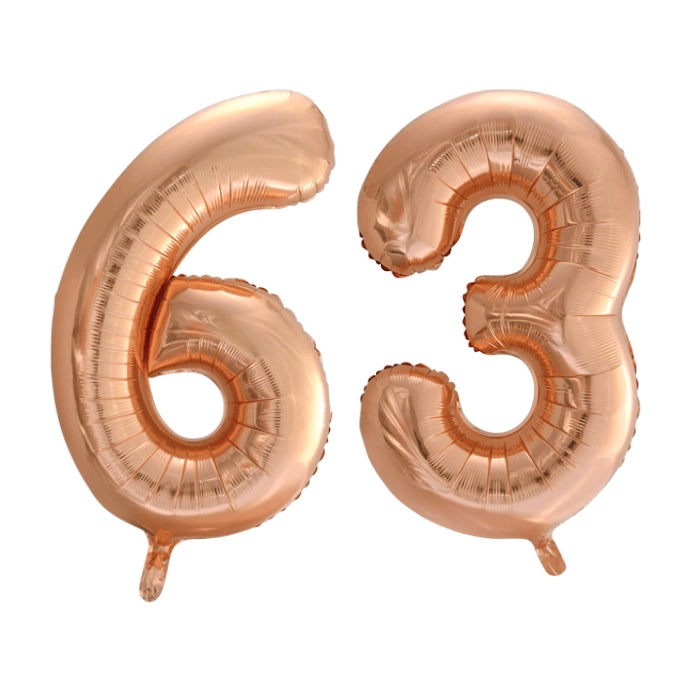 Folieballon 63 jaar Rosé Goud 86cm