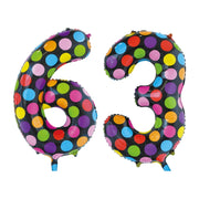Folieballon 63 jaar stippen 86cm
