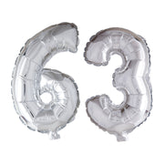 Folieballon 63 jaar Zilver 66cm