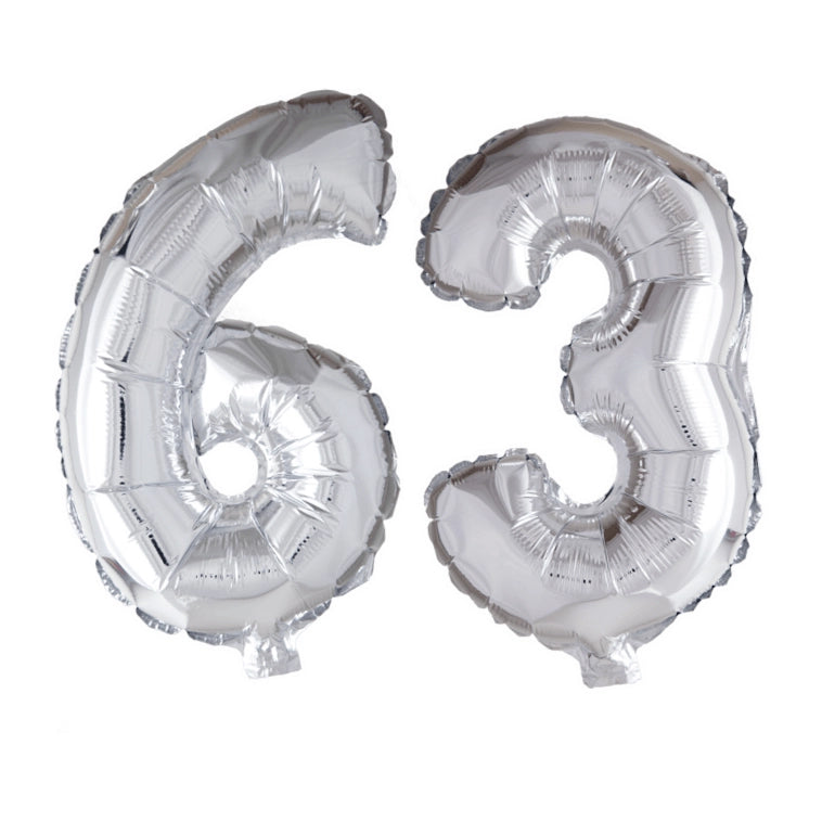 Folieballon 63 jaar zilver 86cm