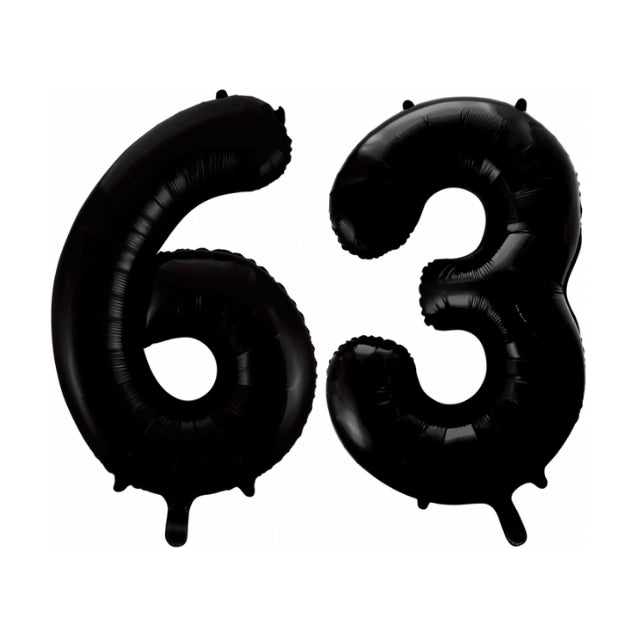 Folieballon 63 jaar zwart 86cm