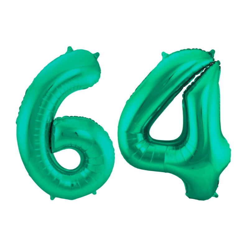 Folieballon 64 jaar metallic groen 86cm