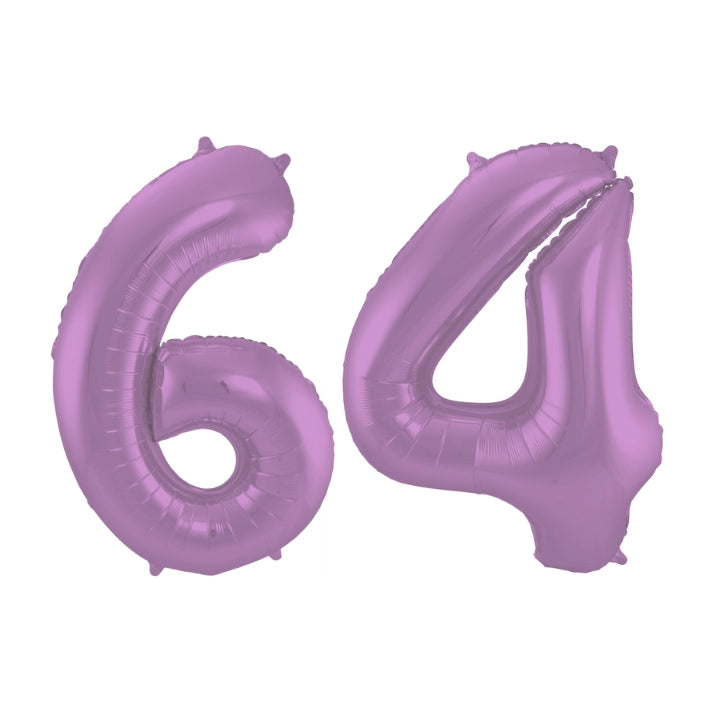 Folieballon 64 jaar metallic paars 86cm