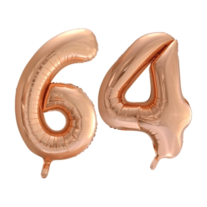 Folieballon 64 jaar Rosé Goud 86cm