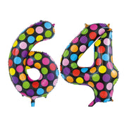 Folieballon 64 jaar stippen 86cm