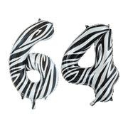 Folieballon 64 jaar zebra 86cm