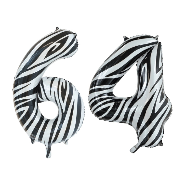 Folieballon 64 jaar zebra 86cm