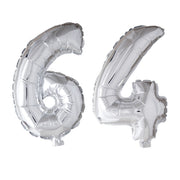 Folieballon 64 jaar zilver 86cm