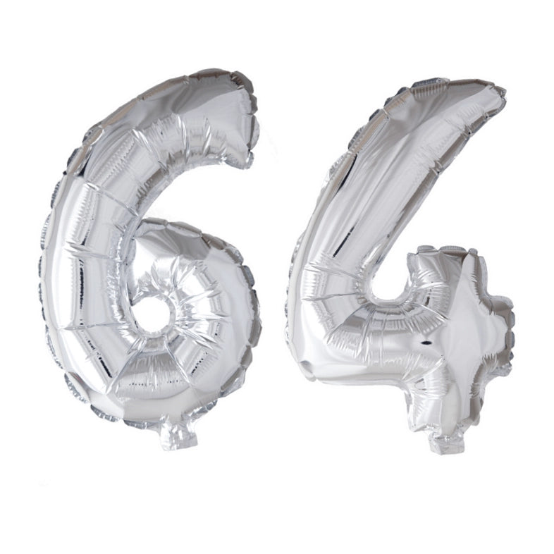 Folieballon 64 jaar zilver 86cm