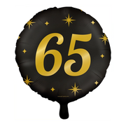 Folieballon 65  jaar - goud zwart - 45cm