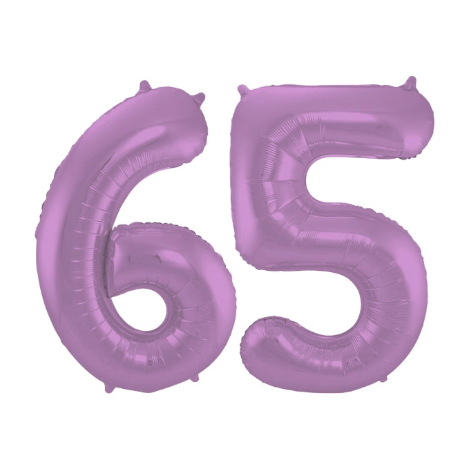 Folieballon 65 jaar metallic paars 86cm