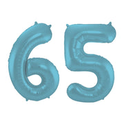 Folieballon 65 jaar metallic pastel blauw mat 86cm