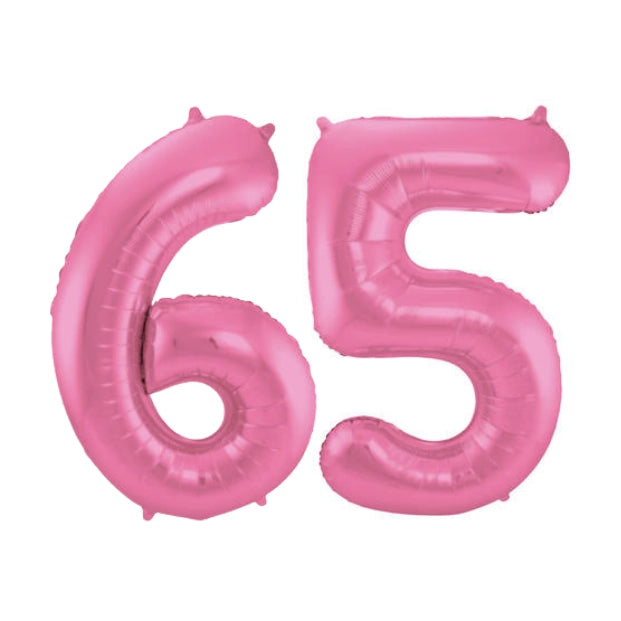 Folieballon 65 jaar metallic roze mat 86cm