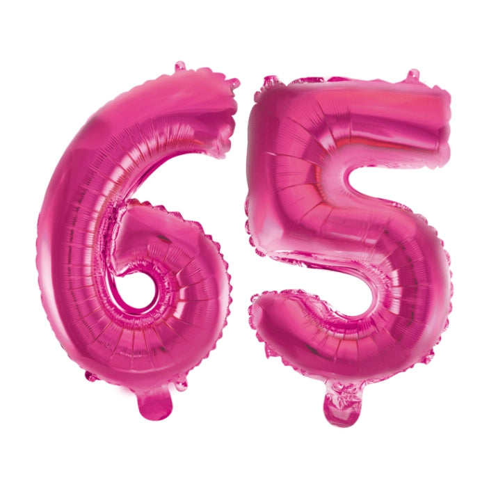 Folieballon 65 jaar roze 86cm