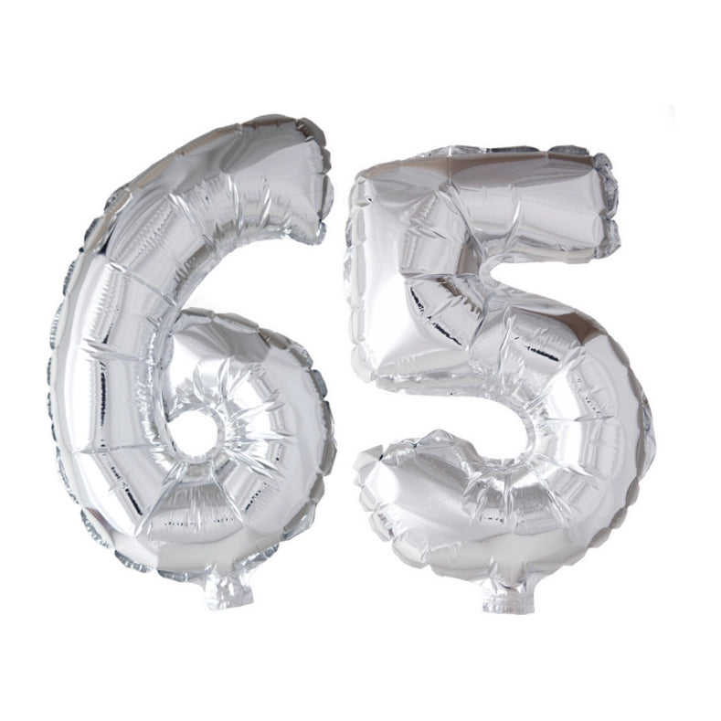 Folieballon 65 jaar Zilver 66cm