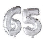 Folieballon 65 jaar zilver 86cm