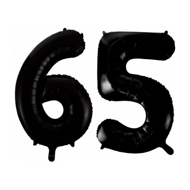 Folieballon 65 jaar zwart 86cm