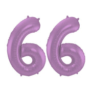 Folieballon 66 jaar metallic paars 86cm