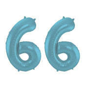 Folieballon 66 jaar metallic pastel blauw mat 86cm