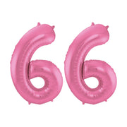 Folieballon 66 jaar metallic roze mat 86cm