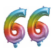 Folieballon 66 jaar Regenboog 86cm