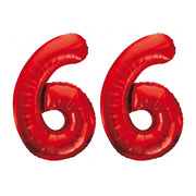 Folieballon 66 jaar rood 86cm