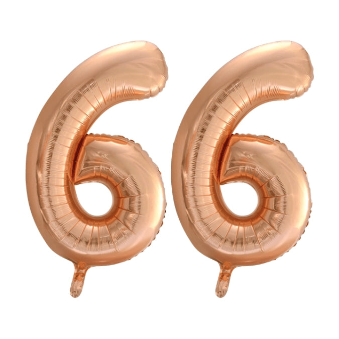 Folieballon 66 jaar Rosé Goud 86cm
