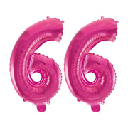 Folieballon 66 jaar roze 41cm